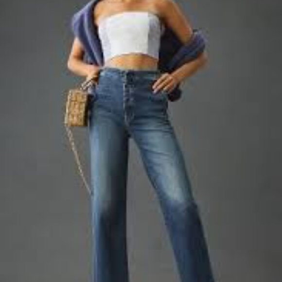 MOTHER Denim The Cinch Greaser Ankle High Rise Wide Leg Sorry I'm Staring SZ 30 - Picture 1 of 13